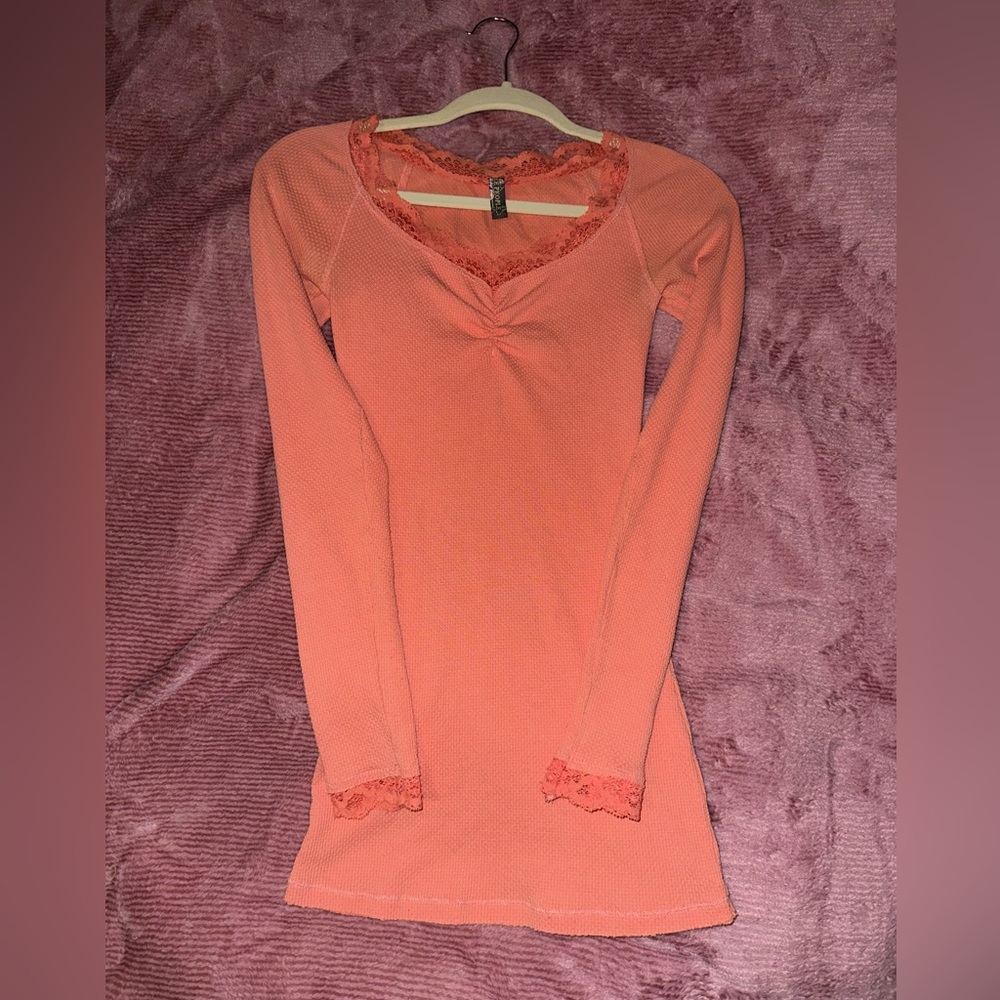 free people coral lace thermal
